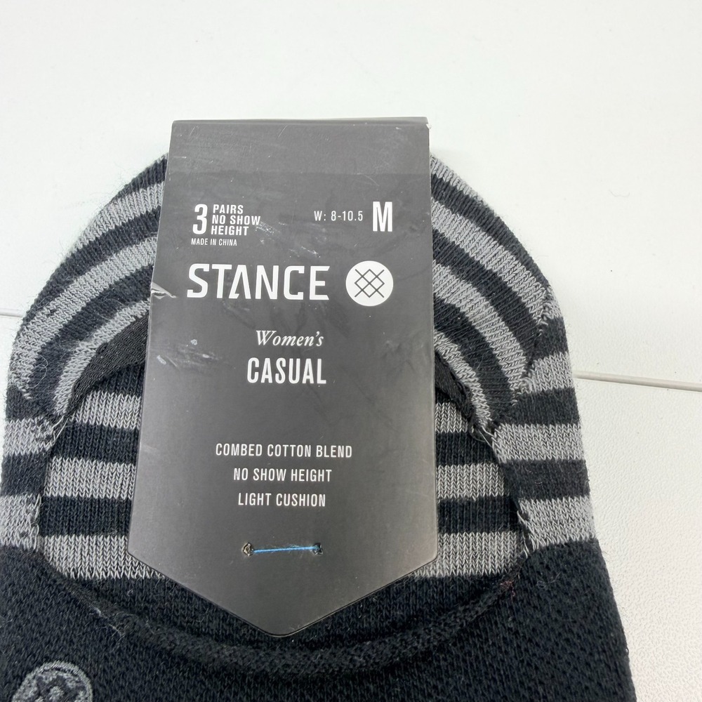 Stance Sensible Two No Show Socks 3-Pack Black Women's M Cushioned Cotton - Picture 2 of 4